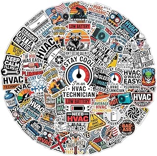 64PCS HVAC Stickers – Funny Technician Vinyl Decals Featuring Tools, Quotes, Air Conditioning, and Repair Designs for Laptop, Toolbox, Helmet, and Water Bottle
