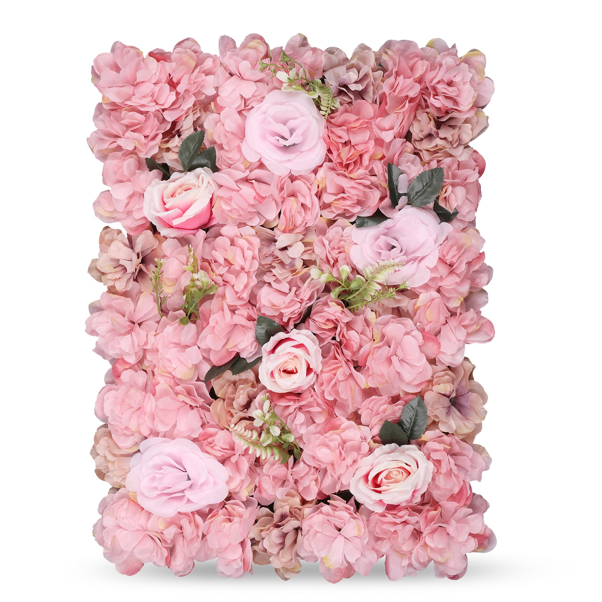 WedDecor Flowers Panels with Green Leaves, Dusty & Rose Pink, 12pcs — image 1