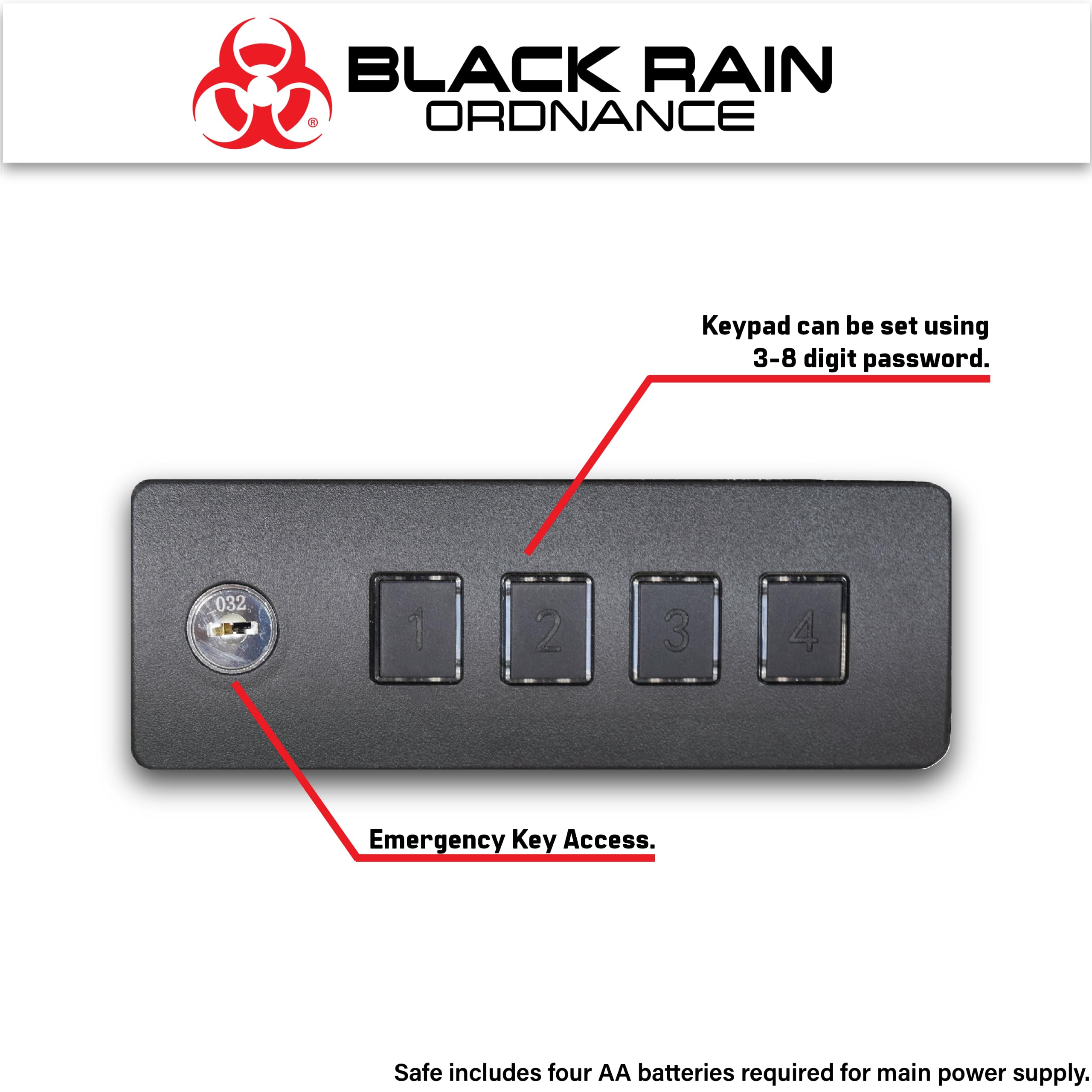 BLACK RAIN ORDNANCE Cassaforte digitale portatile con accesso a password e chiavi (nero)