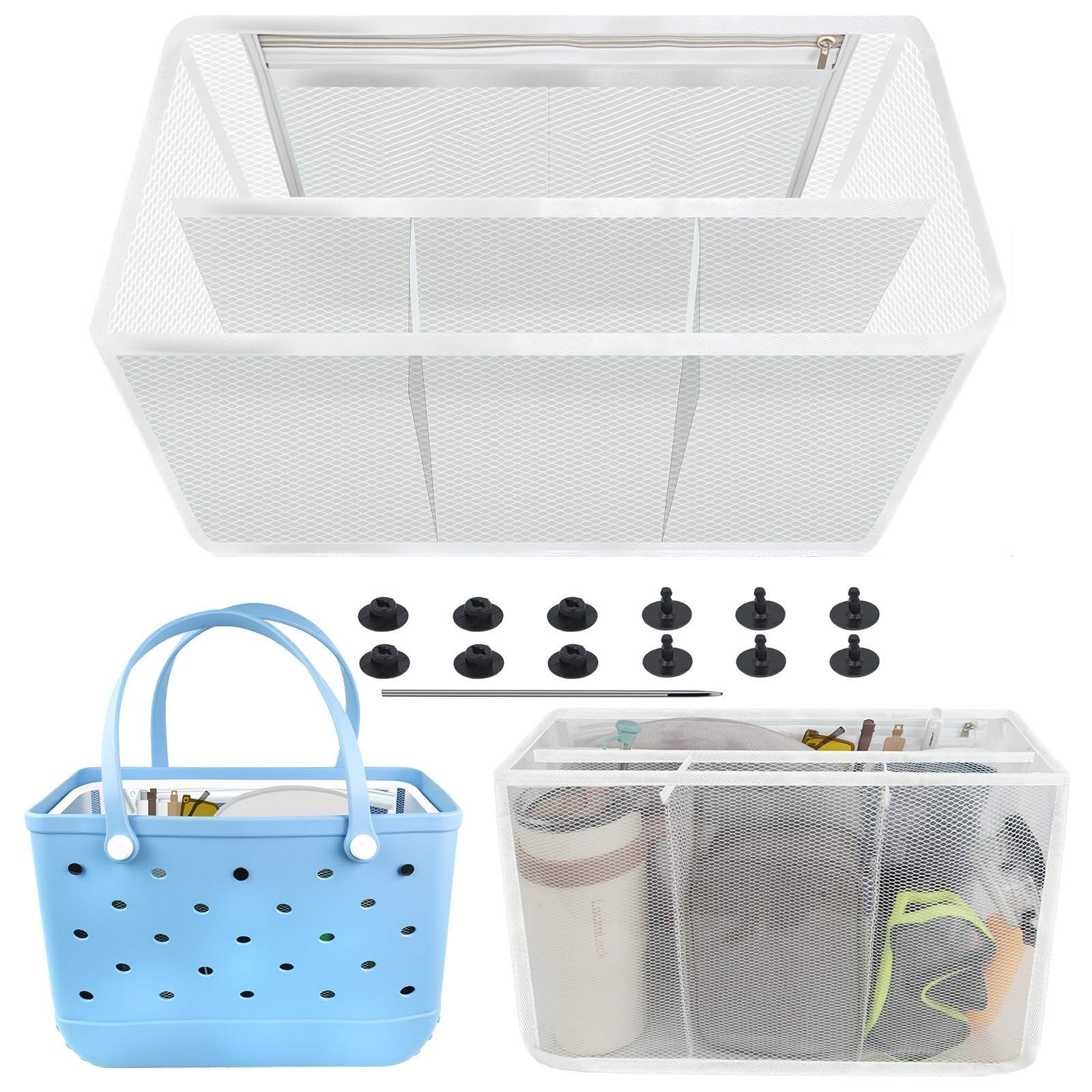 Kooterfun Beach Bag Organizer Inserts for X Large Bogg Bag Accessories, EVA Material No Wrinkles Waterproof Insert Divider Pouch, Compatible Rubber