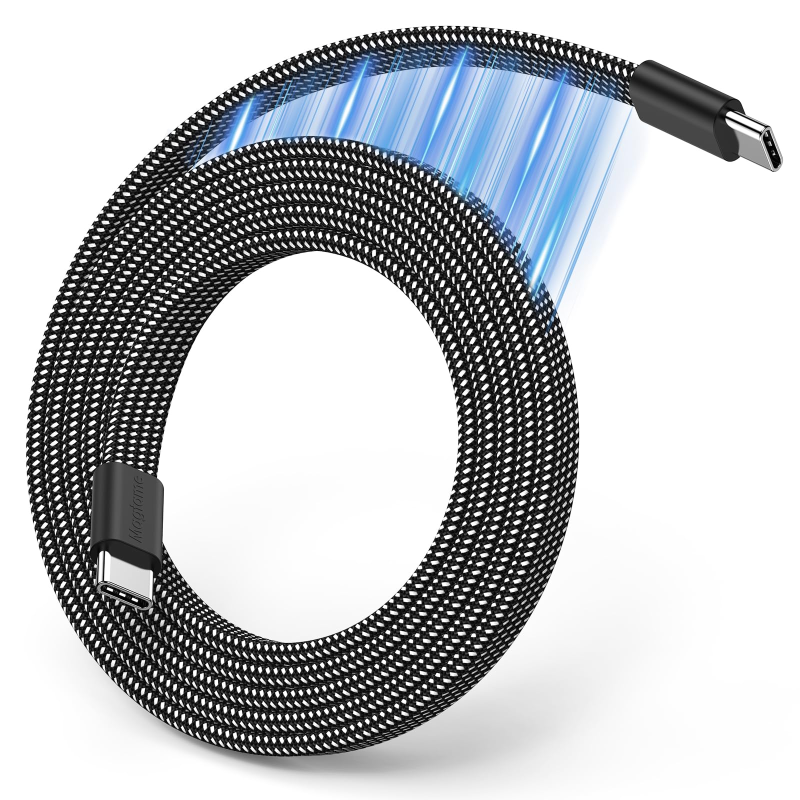 Magtame Cavo magnetico USB C piatto da USB C a USB C da 60 W (3 A), cavo di ricarica rapida retrattile da 1 m, cavo USB C flessibile, compatibile con Phone 15 Pro Max, Samsung, Pad, nero