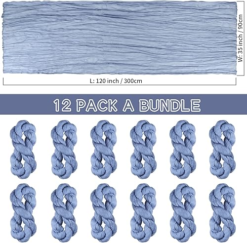 Miniatura 3 de TISEMENT - Paquete de 12 caminos de mesa de gasa arrugada de 35 x 120 pulgadas, estilo bohemio, centros de mesa románticos para mesas, mantel