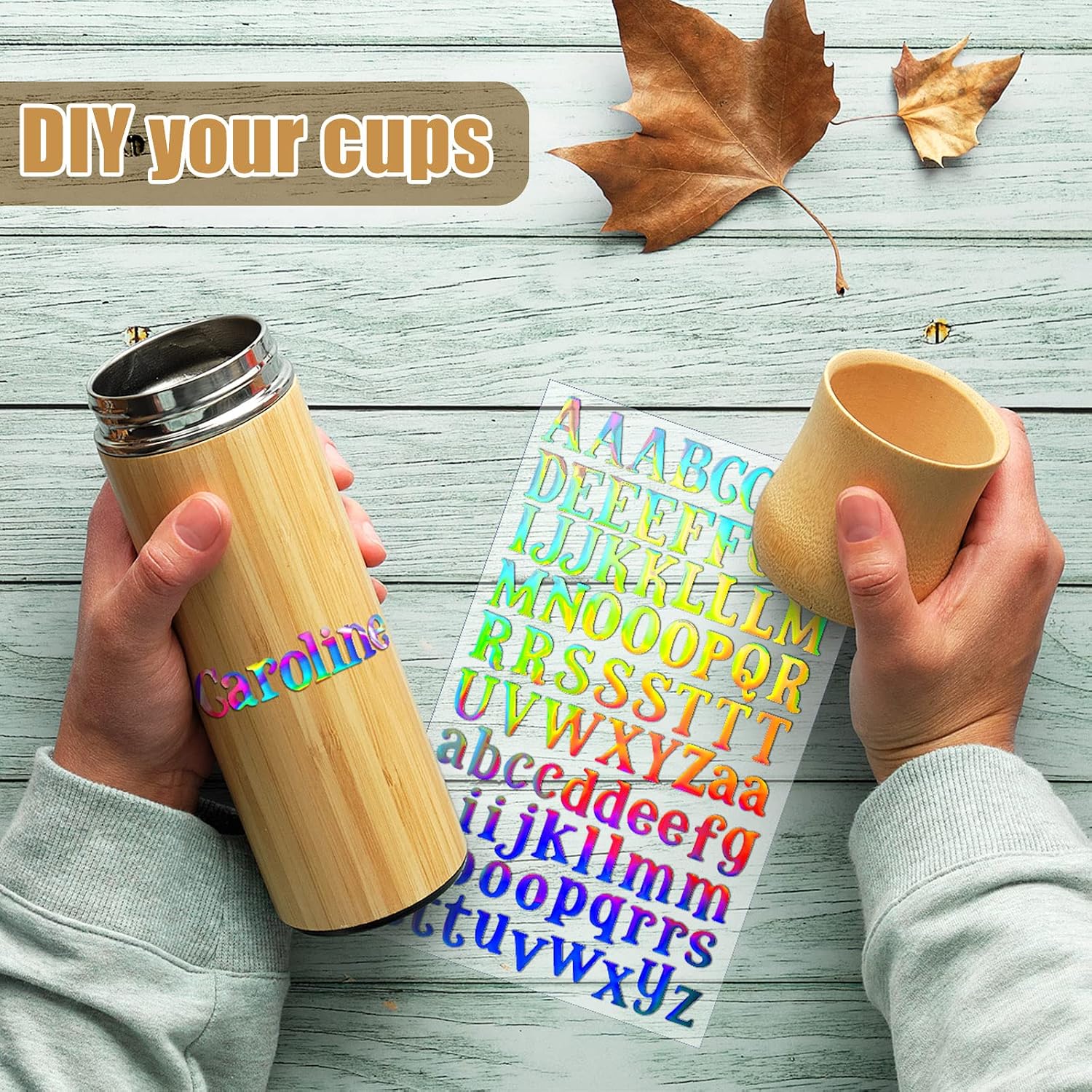2160 Pieces 24 Sheets Holographic Laser Letter Stickers Glitter Self Adhesive Stickers Shiny Alphabet DIY Small Vinyl Decorative Decals for Cups Scrapbooks Window Door Cars(Shining Colors)