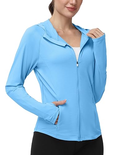 Roadbox Women’s UPF 50+ Sun Protection Hoodie Jacket, Lightweight SPF