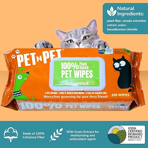 Miniatura 3 de PET N PET Toallitas para perros 100 % a base de plantas para patas y traseros, 100 toallitas para mascotas para perros, toallitas hipoalergénicas
