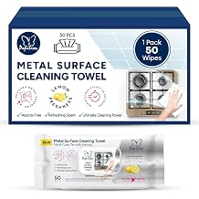 PAPILION Metal Surface Cleaning Wipes 50 Sheets | Ideal for Stainless Steel, Chrome & Aluminum | Removes Dirt, Smudges & Fingerprints | Streak-Free, Flip-Top Pack