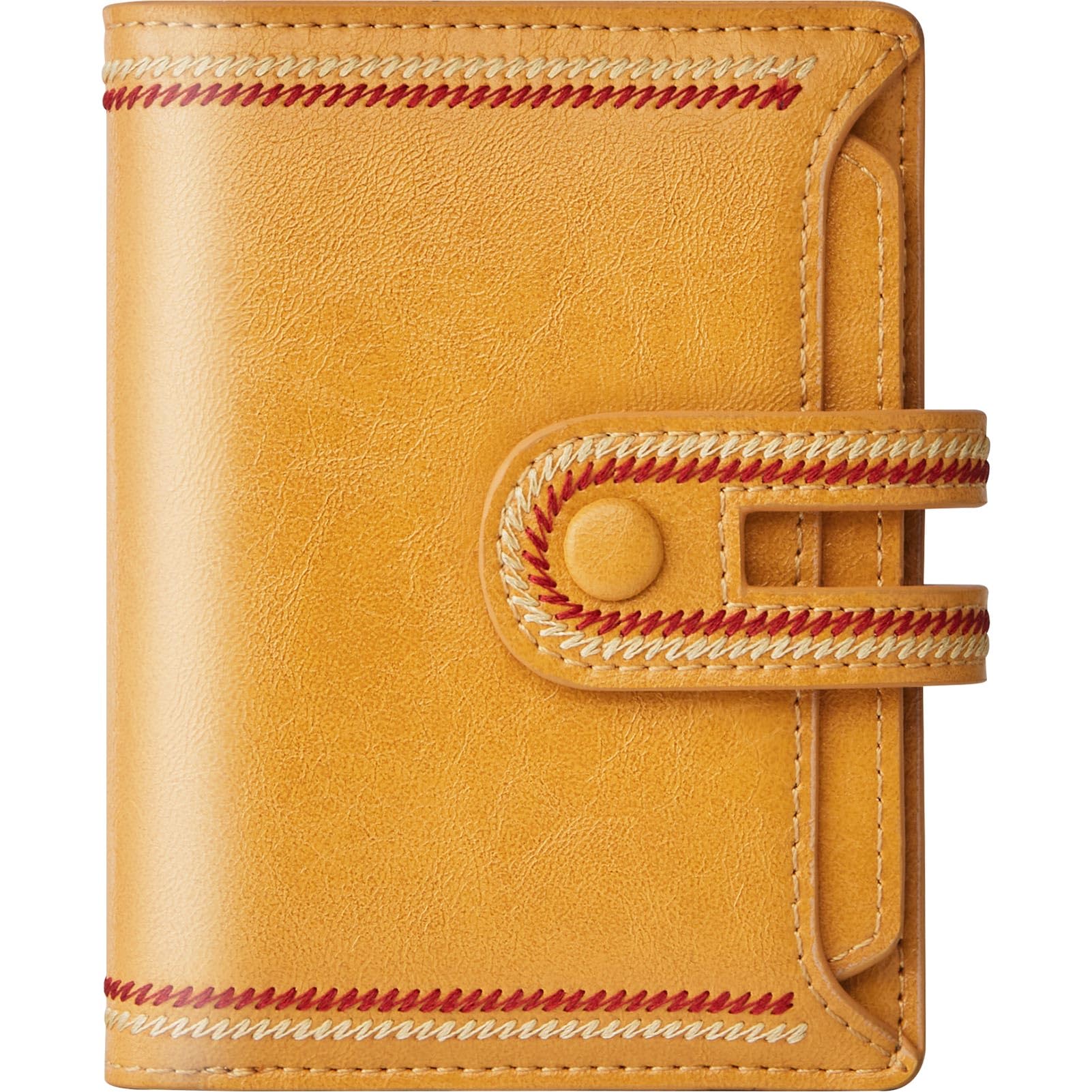 TFKGS Small Wallet for Women Vegan Leather RFID Blocking Bifold Compact Credit Card Holder with Zipper Coin Pocket Yellow