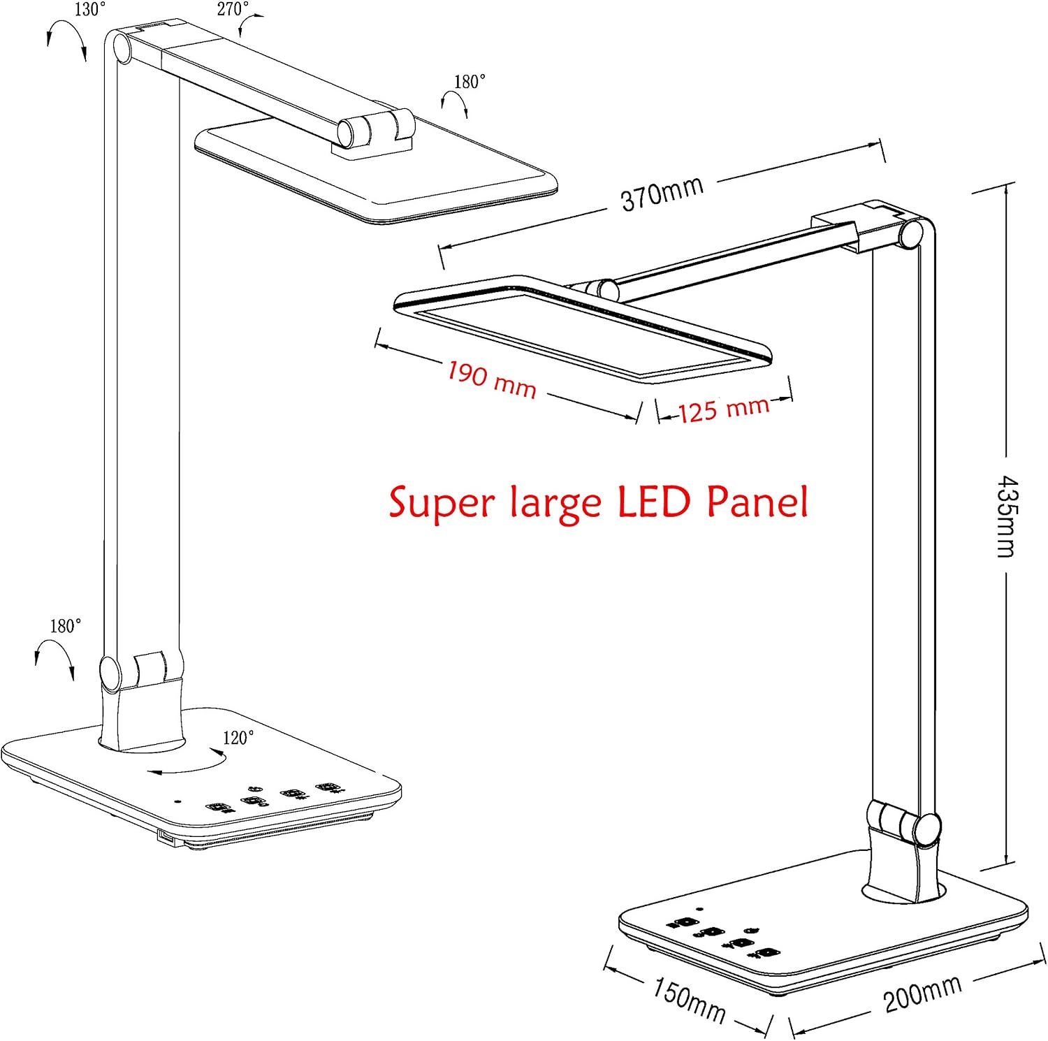saicoo LED Desktop Lamp with Large LED Panel, Seamless Dimming-Control of Brightness and Color Temperature, an USB Charging Port