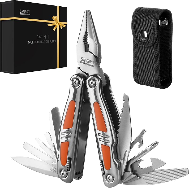 14-in-1 Multitool Pliers, Premium Gift Box Packaging, Ideal Gift for Dad | Small Pocket Knife Multitool, Mini Utility knife, Folding Pliers with Sheath, EDC Multitool Knife, Self-Locking Design