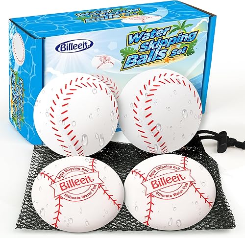 4 pelotas de salto de agua para jugar en la piscina (tema de béisbol), piscina de agua, playa, juguetes de natación para niños de 4 a 8, 8 a 12 años