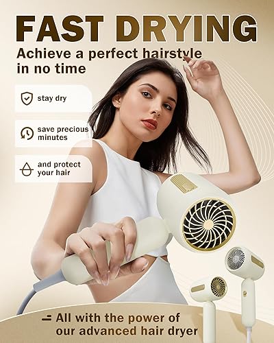 Miniatura 2 de Secador de pelo con difusor de secado rápido y ligero para suave, brillante, 2 ajustes de calor y velocidad profesional secador de pelo para todo
