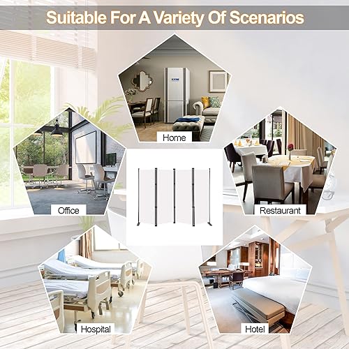 Miniatura 6 de MAYOLIAH Divisor de habitación de 4 paneles de 6 pies de alto, plegables, separadores de privacidad para pared interior, separador de habitación,