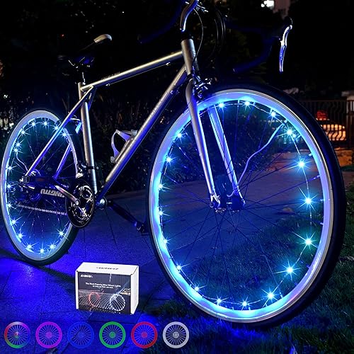 Miniatura 16 de DAWAY A01 Luces LED para rueda de bicicleta, ultra brillantes, impermeables, luces de radios de bicicleta con baterías, divertidas, seguras, Blanco
