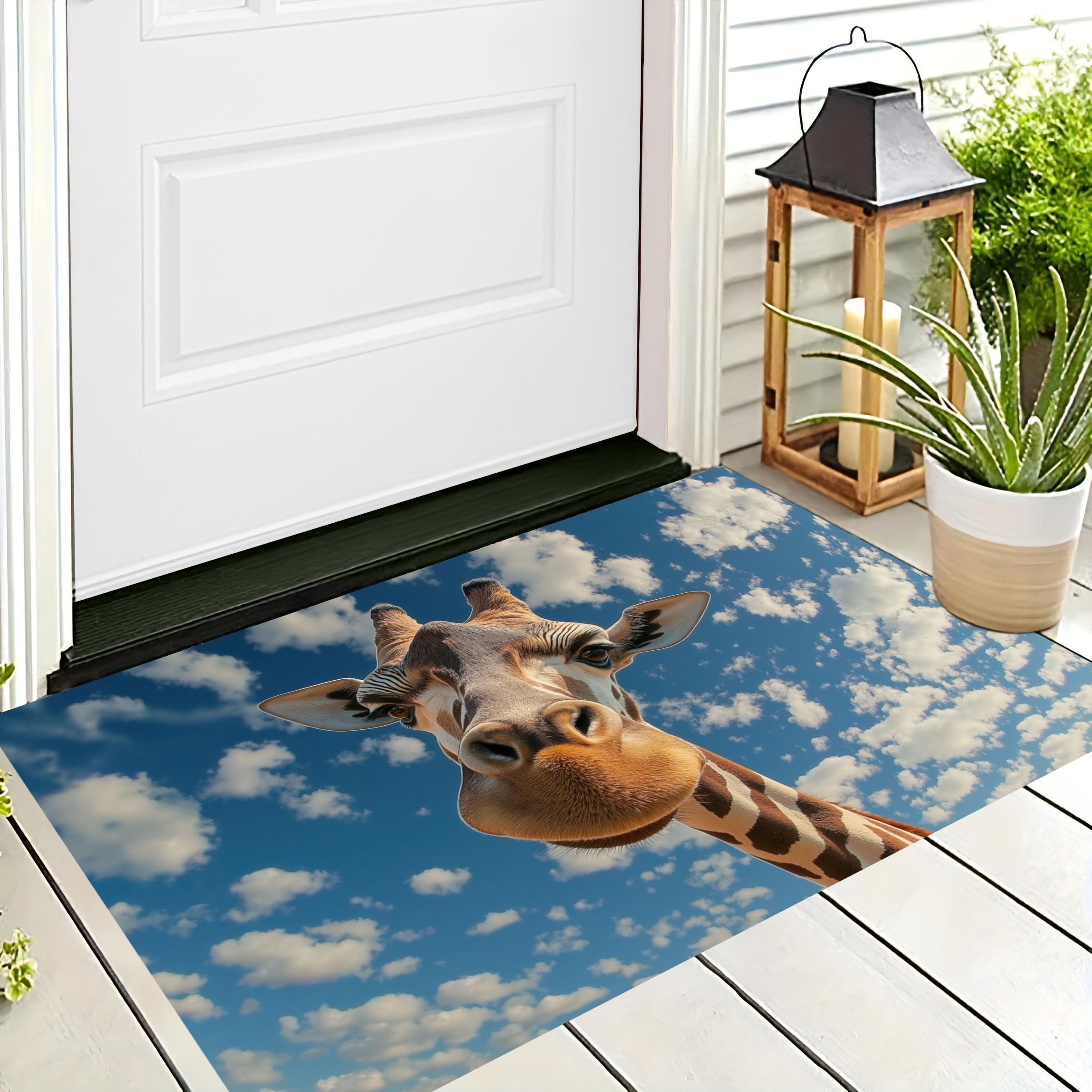Tapis lavable en machine girafe 45x75 cm à poils courts entrée