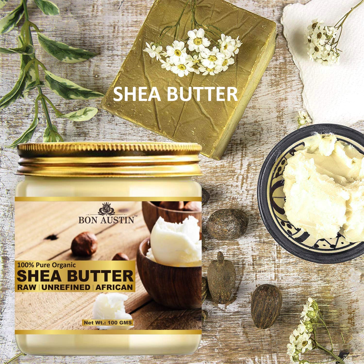 Bon Austin 100% Pure & Natural Shea Butter | Raw & Unrefined Body & Face Moisturizer | Deep Hydration for Dry Skin, Hair, Stretch Marks & Anti-Aging | Ideal for Hair Mask & Skin Care | 100g Pack (100 gram) 2