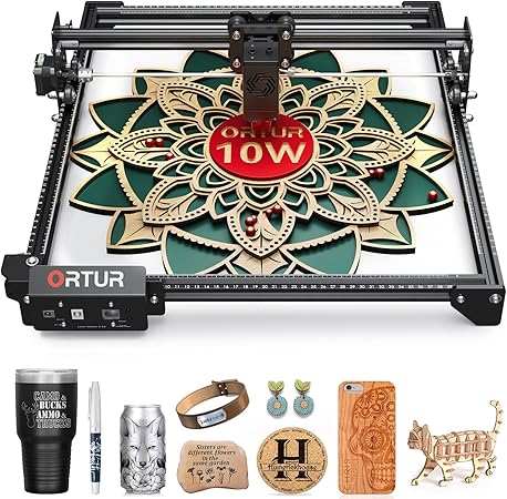 10W Output Laser Engraver, Ortur Laser Master 2 S2 LU2-10A 72W Efficient Laser Engraving Machine Fit, High Precision Laser Cutter, 0.05 x 0.1mm Compressed Spot Laser Engraver for Wood and Metal