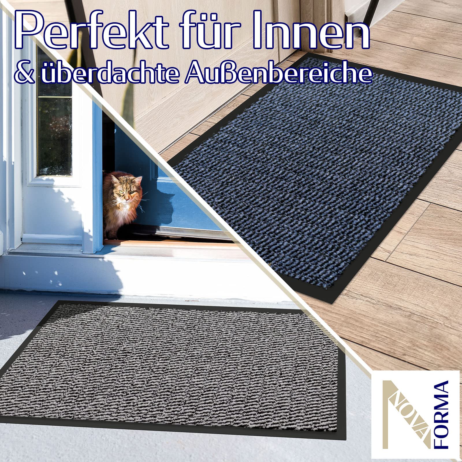 Schmutzfangmatte STAR - Sauberlaufmatte meliert - Blau 120x180 cm | Klassische Fußmatte in vielen Größen für innen und außen - Türmatte für Eingangsbereiche - Fußabstreifer für Haustür