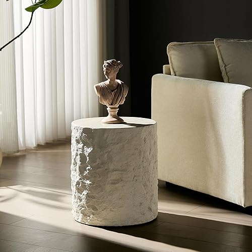 Miniatura 78 de kevinplus Mesa auxiliar negra para sala de estar, diseño de borde dorado inferior, negro y dorado (diámetro de 15.6 x 19.5 pulgadas) S1-negro y