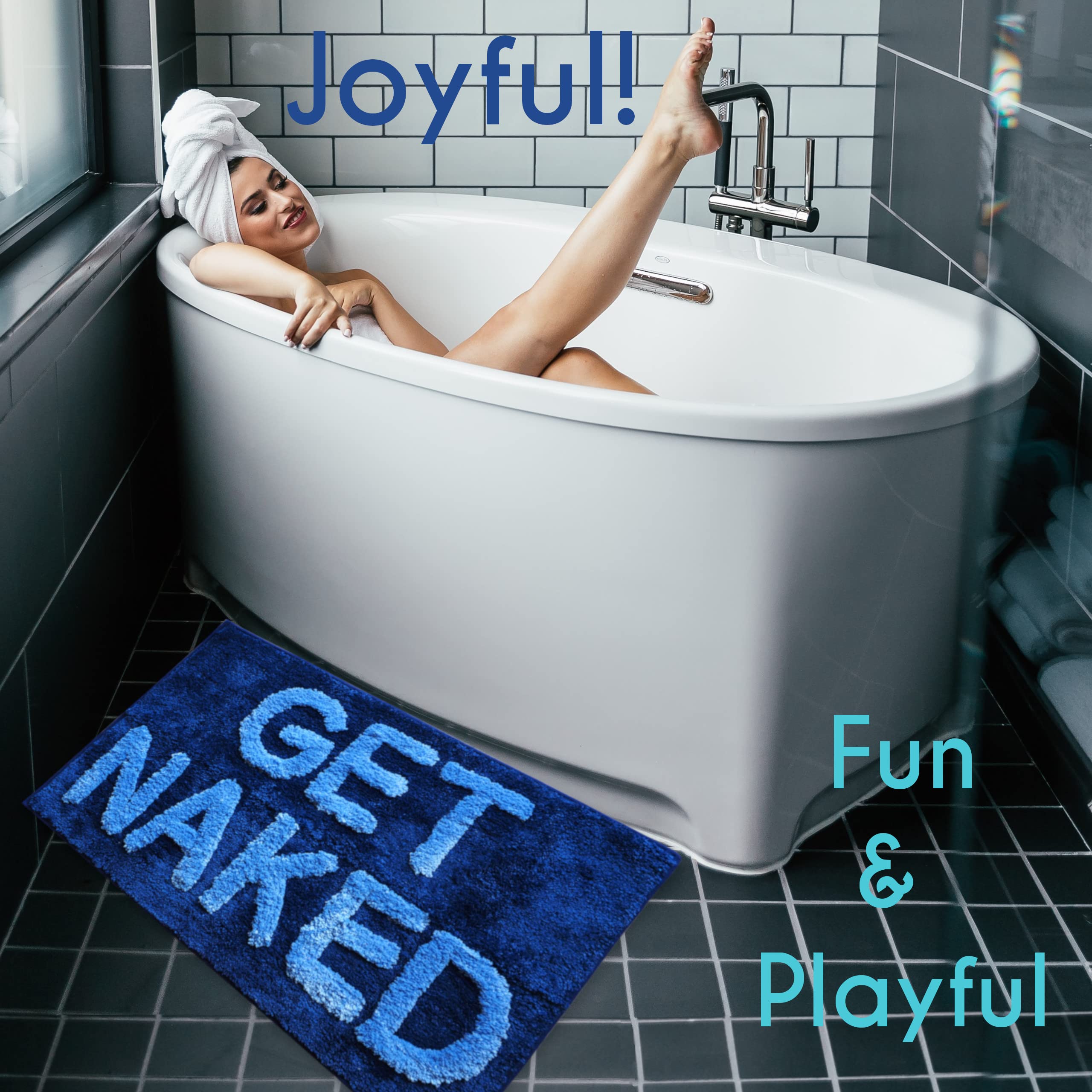 Evovee Alfombra de baño divertida y bonita alfombra de baño azul marino lavanda Get Naked alfombra de ducha divertida decoración de baño divertida alfombra de baño antideslizante lavable
