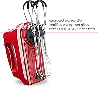 Vista 3 de KitchenAid - Batidora de mano con batidores de borde flexible, KHM6118, 6 velocidades, color rojo imperial