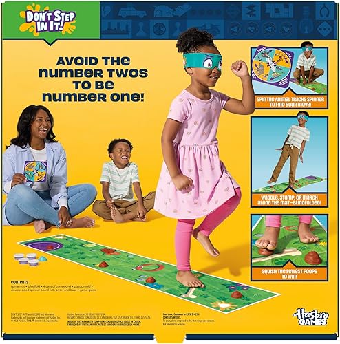 Miniatura 2 de Hasbro Gaming Don't Step in It! Juego preescolar I Blindfolded, Poop Party Game  Spinner con 8 divertidos movimientos de animales  A partir de 4