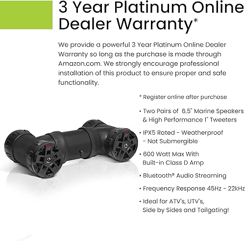 Miniatura 4 de BOSS Audio Systems ATV654 ATV UTV Sistema de sonido resistente a la intemperie  Altavoces de 6.5 pulgadas, tweeters de 1 pulgada, amplificador