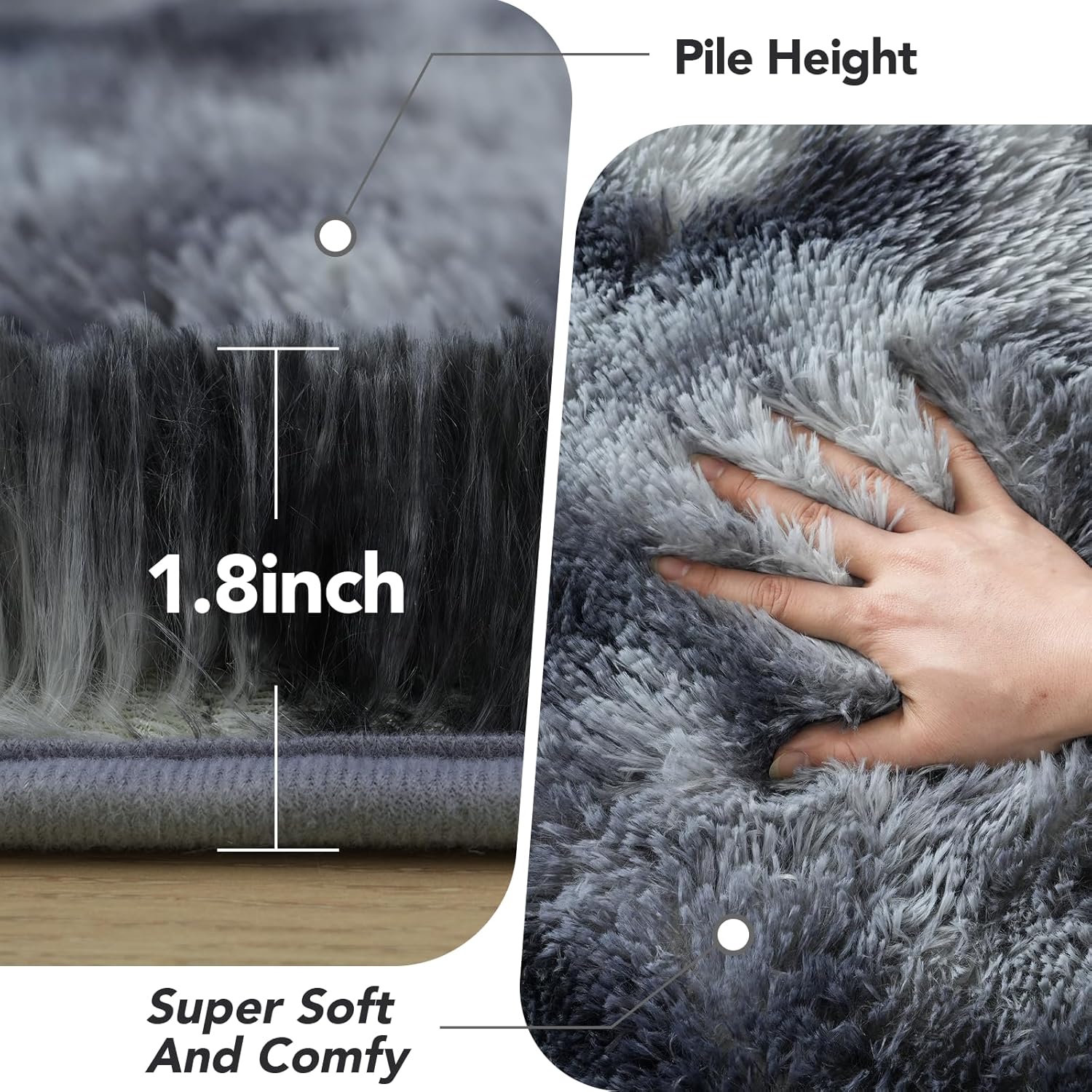 5x7 Bedroom Rugs: Shag Rug for Bedroom - Area Rug 5x7 Grey Plush Fuzzy Soft Carpet for Living Room (Tie-Dyed Dark Gray) Tie-dye Dark Gray 5' x 7' (Rectangular)