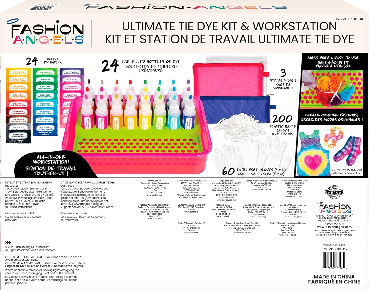 Fashion Angels Ultimate Tie Dye Kit & Workstation, Arts & Crafts for Groups, Includes Pre-Filled Bottles & Dye, Gloves & More, Ideal for Kids, Teens & Adults