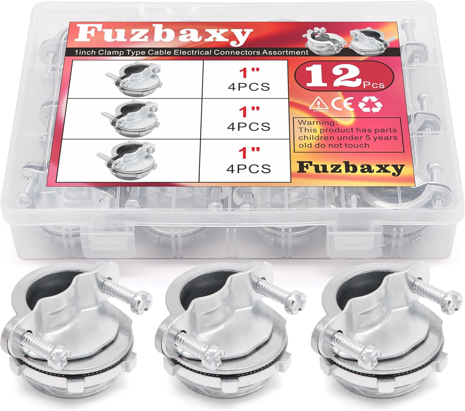 12pcs 1 Inch Clamp Type Cable Connectors for Metallic Conduit Protect Cables Silver-Zinc