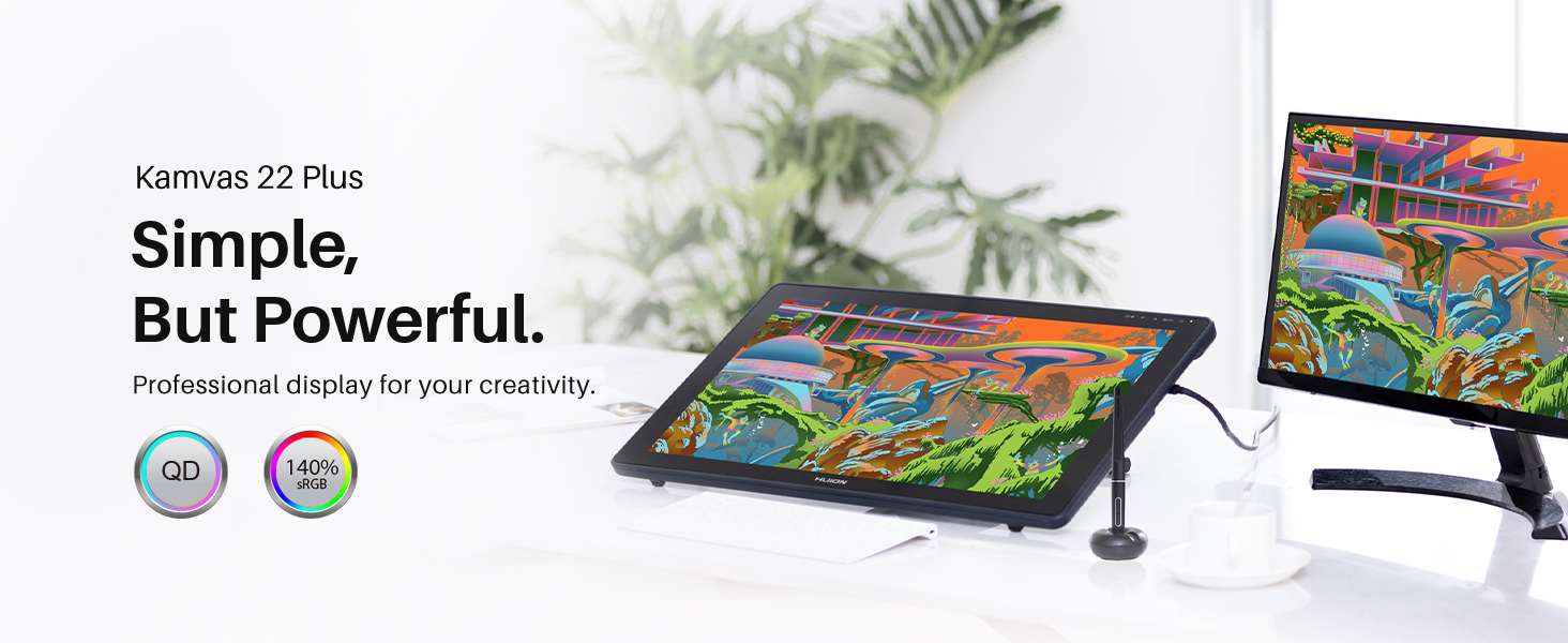 HUION Kamvas 22 Plus QLED Drawing Tablet with Full-Laminated