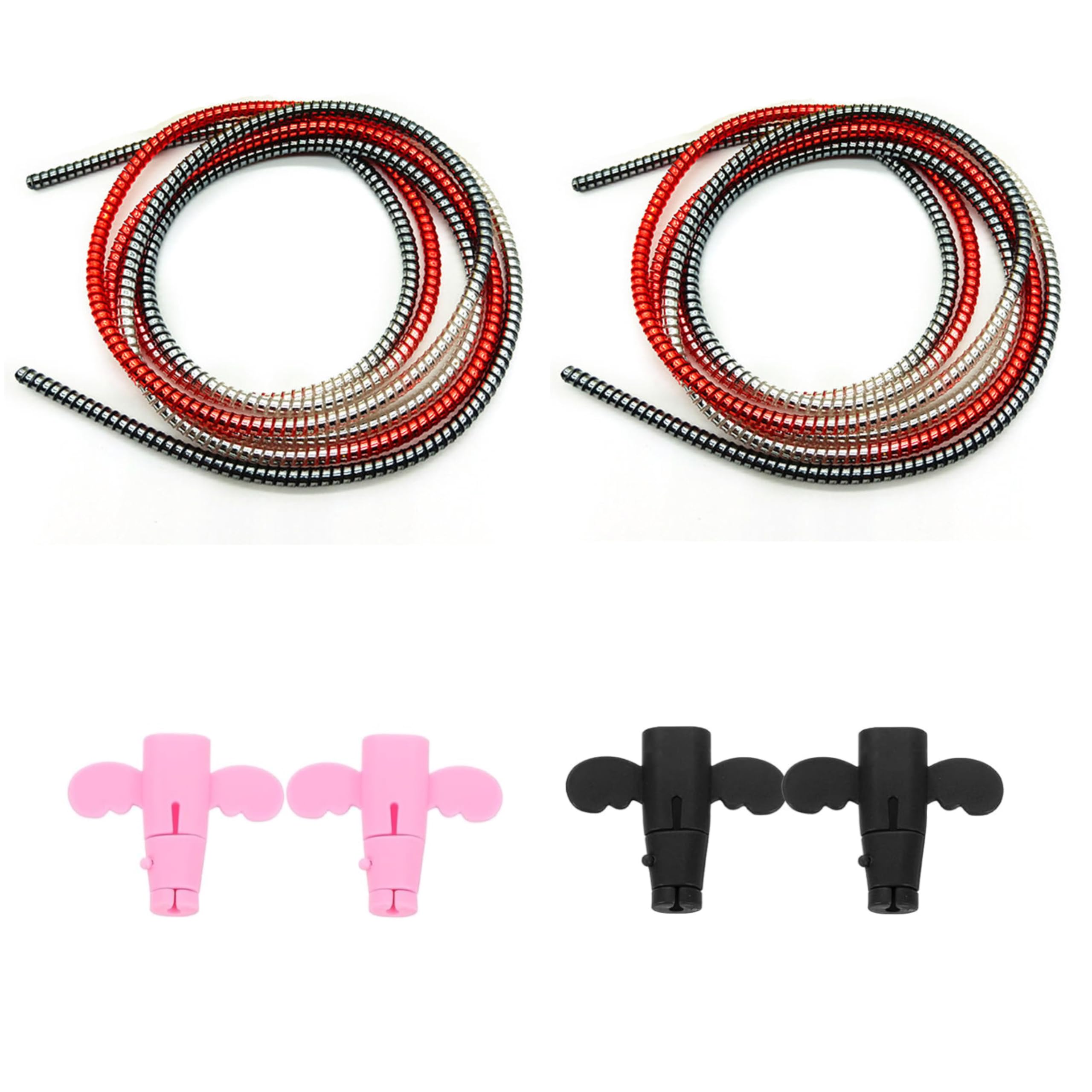 Like Star® Cable Protector Combo – 2 Spiral Cable Wraps + 4 pcs Colorful Cord Protectors for USB, Charger & Headphone Cables – Anti-Fray Wire Organizer Set for Phone, PC, Home & Office (Butterfly)