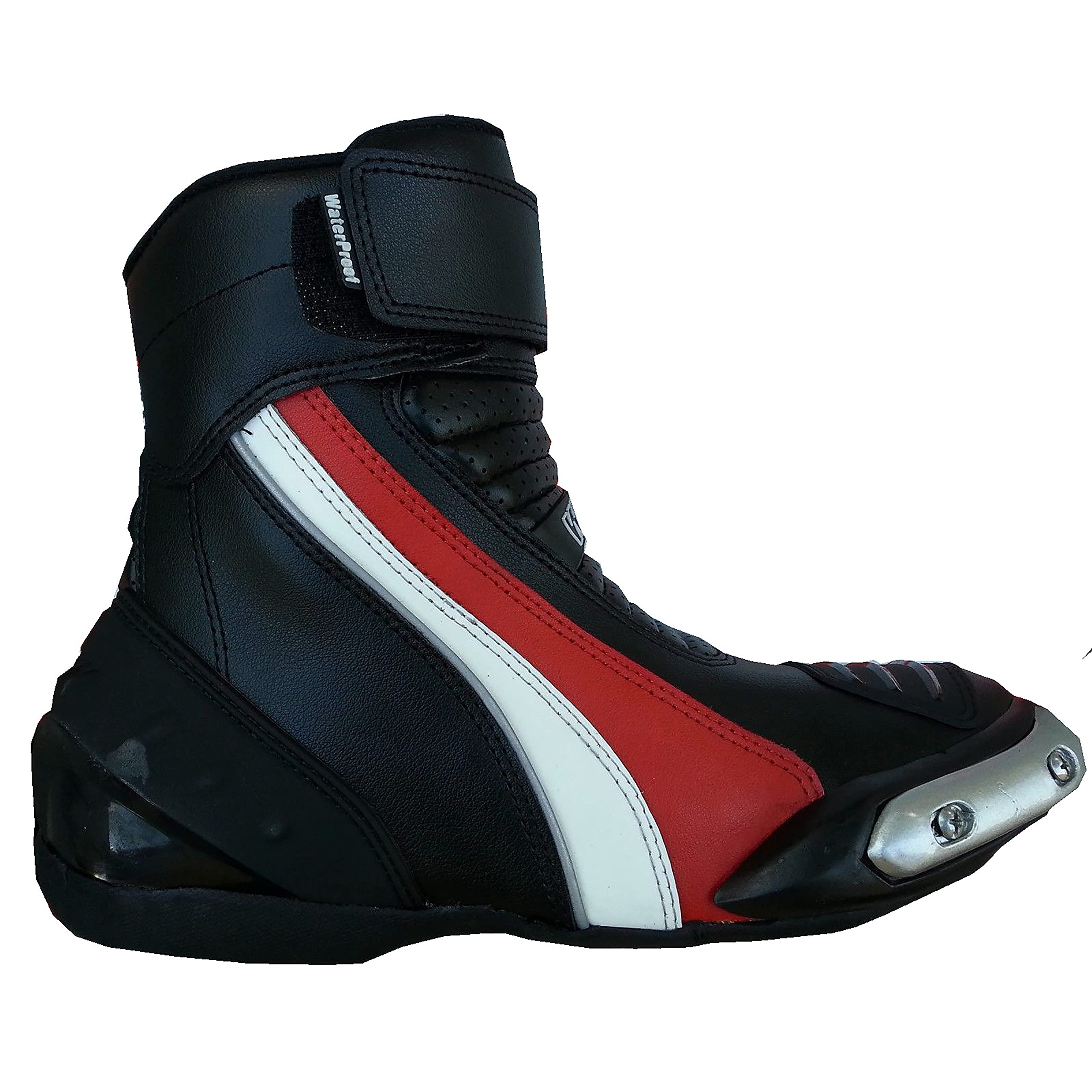 WinNet Stivali stivaletti bassi Falco rossi da Moto Racing o Turismo sportivo con Protezioni e Sliders
