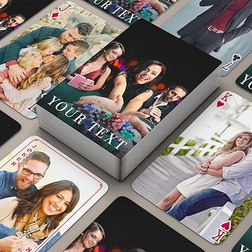 Miniatura 6 de Baraja de cartas personalizadas de lujo  Regalos de cartas personalizadas de 2 caras para Navidad  Imprime tus 46 recuerdos o cualquier texto,