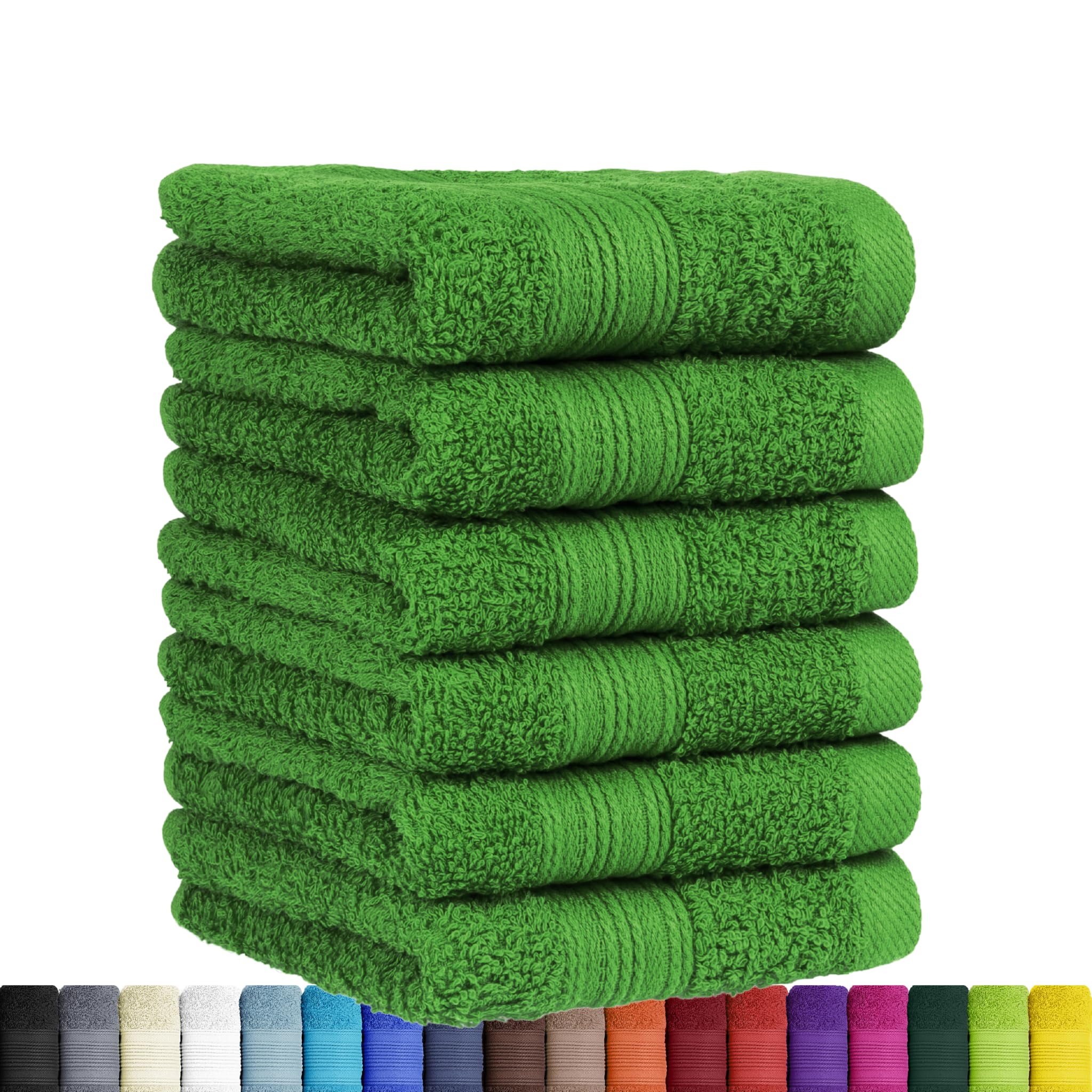 BaSaTex - Lot de 6 Serviettes pour invités - Serviettes avec Boucle de Suspension en Coton Doux de 30x50 cm - Serviettes pour Le Nettoyage des Mains certifiées Öko-Tex Standard 100 - Vert foncé