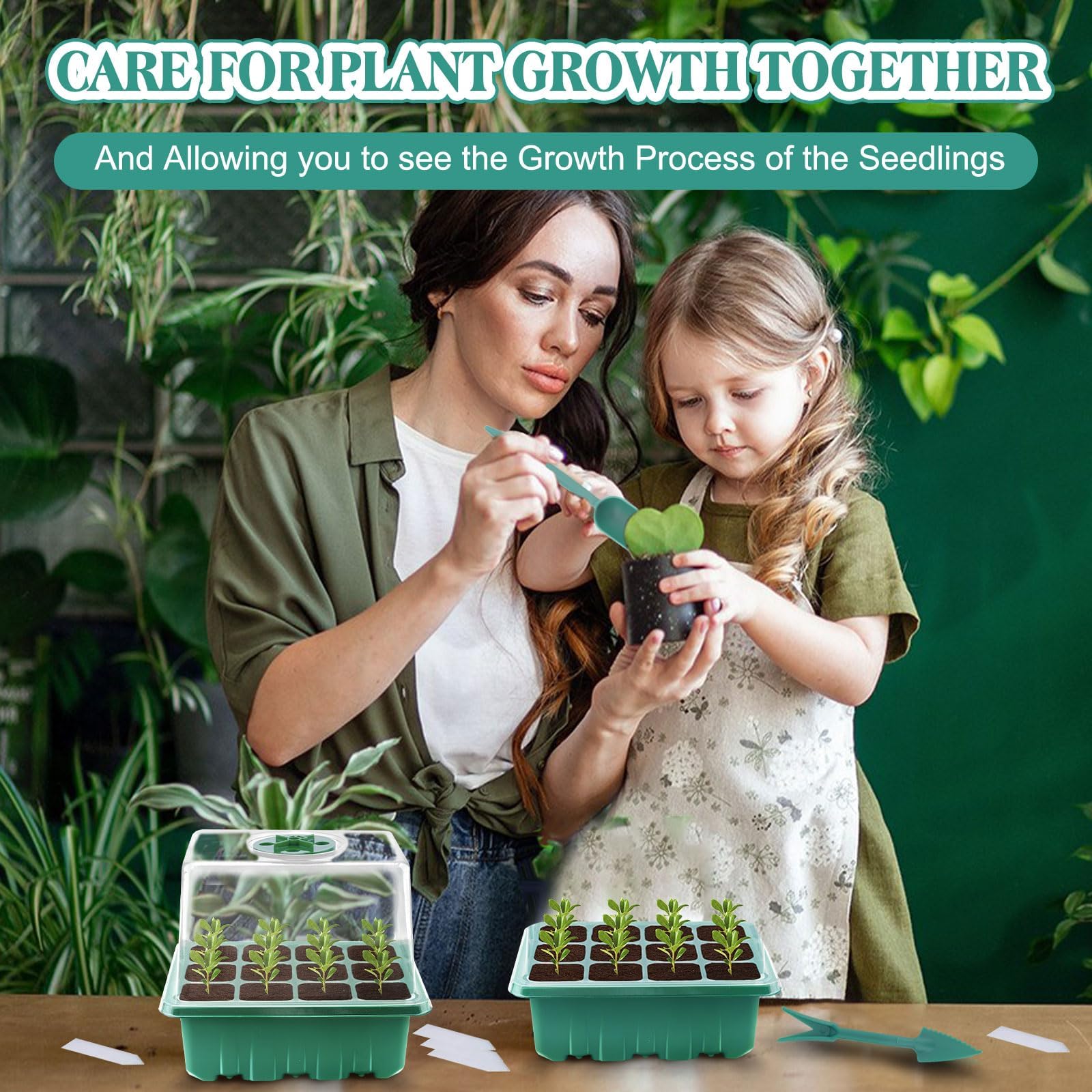 5 Pezzi Vassoi per La Germinazione, Vassoio Germinazione con Luce di Coltivazione Propagator con coperchi rialzati per Serra Giardino Verdura Frutta Seme Piante In Mini Serra