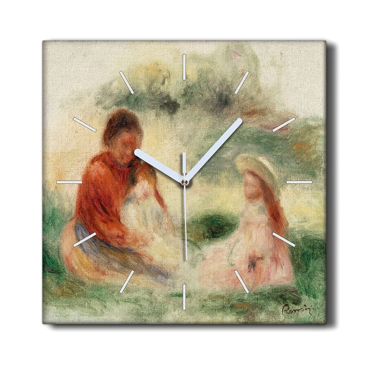 Horloge sur toile decoration murale salon moderne pendule silencieuse 30x30