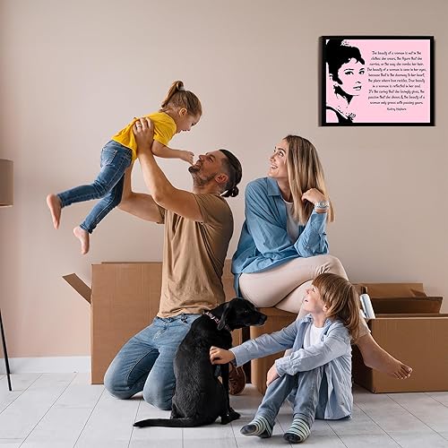 Miniatura 3 de Audrey Hepburn Quotes - "The Beauty of a Woman in Pink" Inspirational Wall Art, Positive Affirmations Wall Decor For Desk Decor for Women, Wall