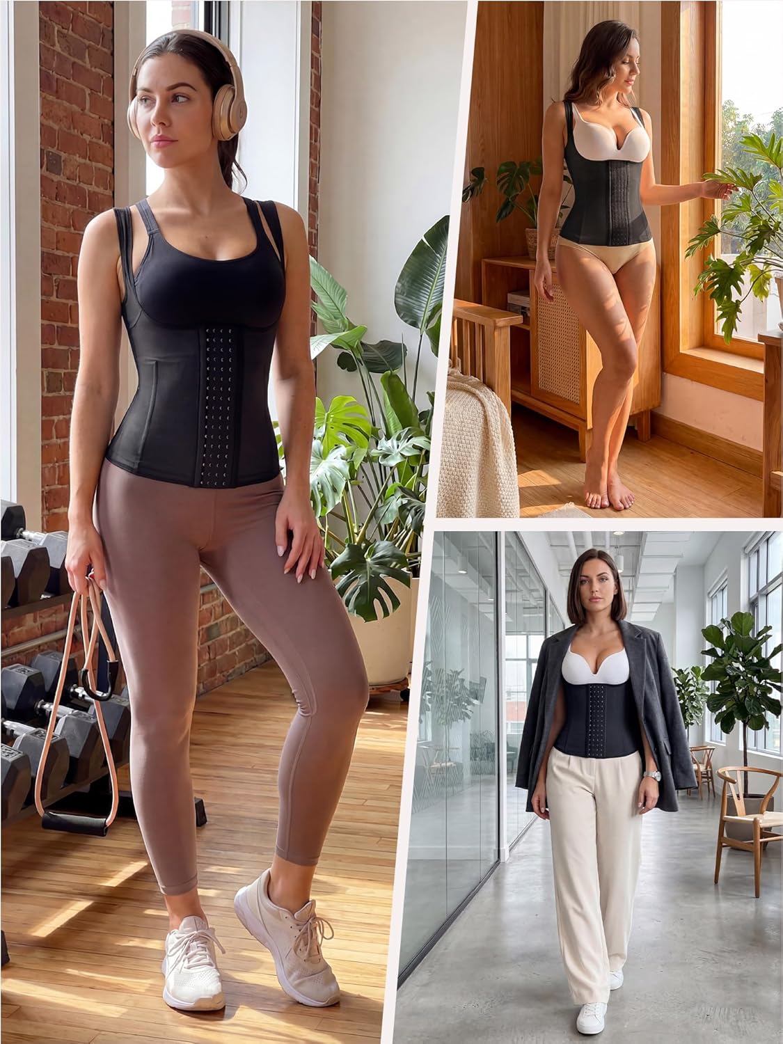 Allegra K Waist Cinchers for Women Push-Up Shapewear Tummy Control Corset Hook Open Bust Sports Tank Top