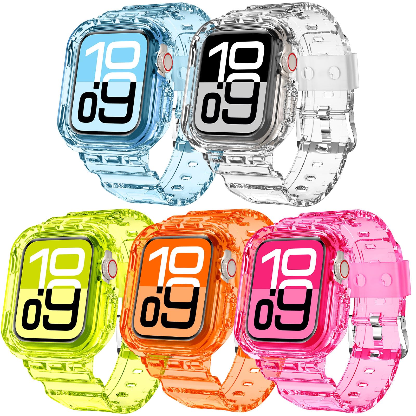 DABAOZA Pasek kompatybilny z Apple Watch 40 mm, 44 mm, z etui, miękki silikonowy pasek, wąski, cienki pasek z błyszczącą błyszczącą osłoną, ochronna ramka ze strasu do iWatch SE Series 6, 5, 4,