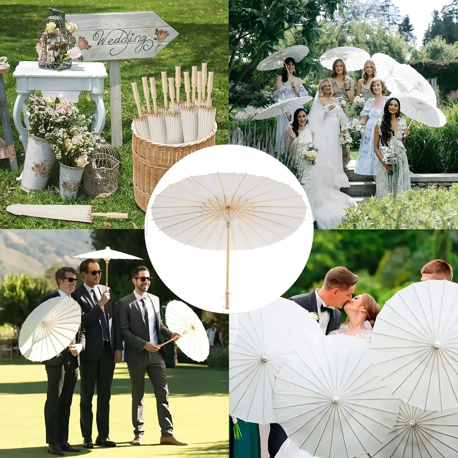 10 Pezzi di Ombrellone In Carta per Matrimonio, , Ombrelli In Bambù per