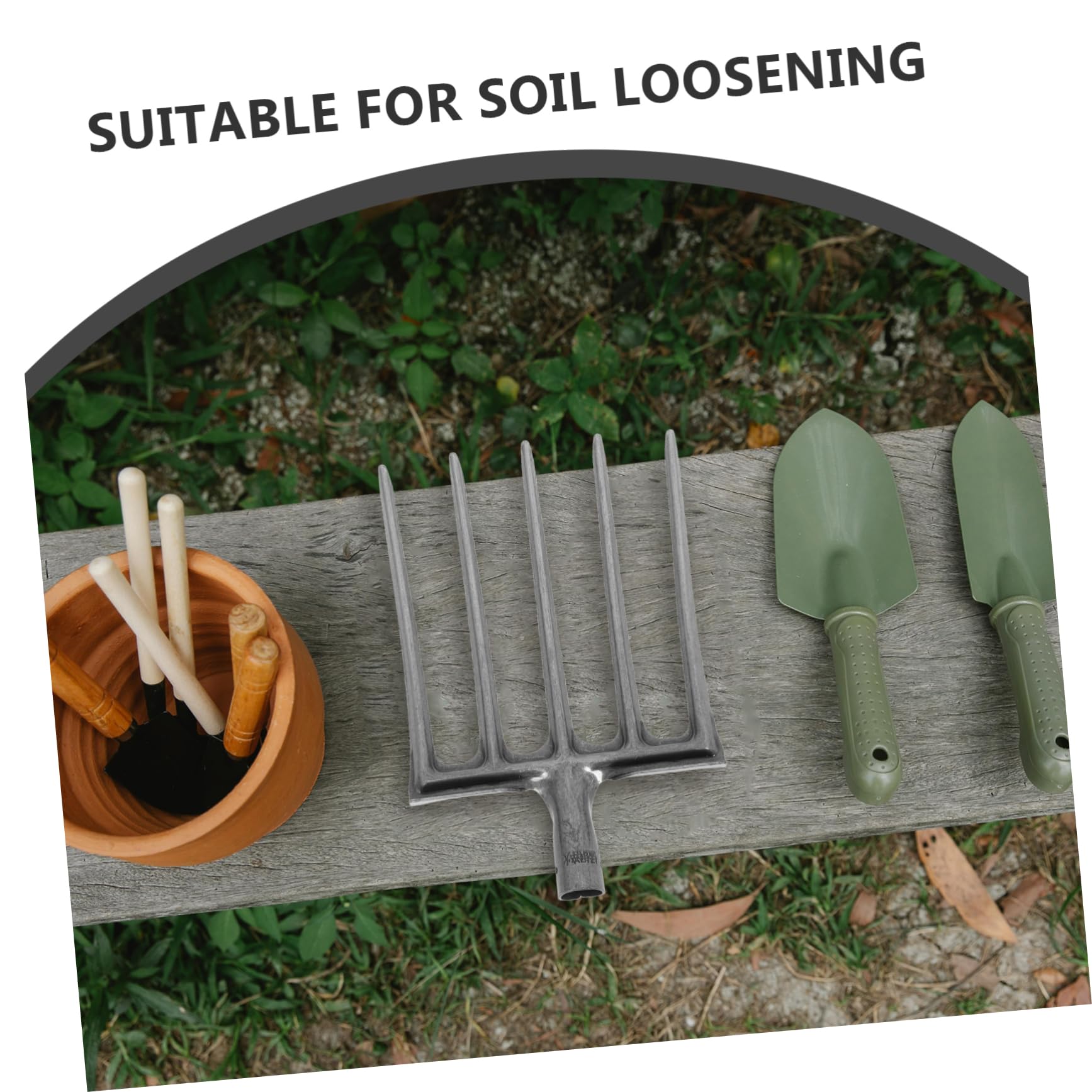 Toyvian Forca da Giardino in Acciaio 5 e 6 Denti per Scavo e Rottura Terreno, Strumento Stabile per Coltivazione e Attività Agricole in Aiuole e Orto
