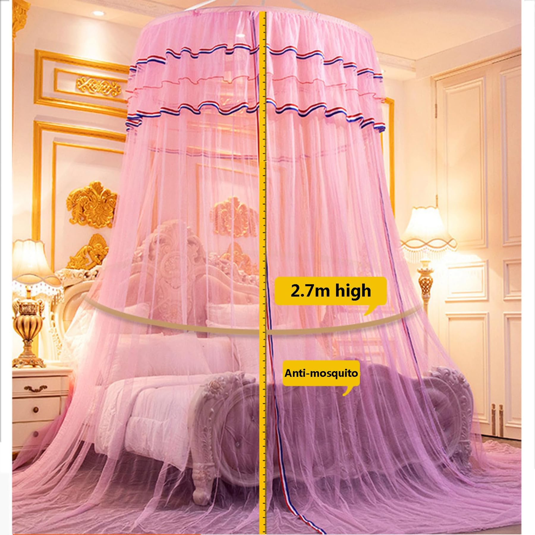 Mosquitera, Dosel para Cama, Carpa, Cortina acogedora, Dosel, Marco de Cama, Cortina, Volantes de ensueño, Techo Colgante, Dosel de Princesa, decoración de Dormitorio,Blanco