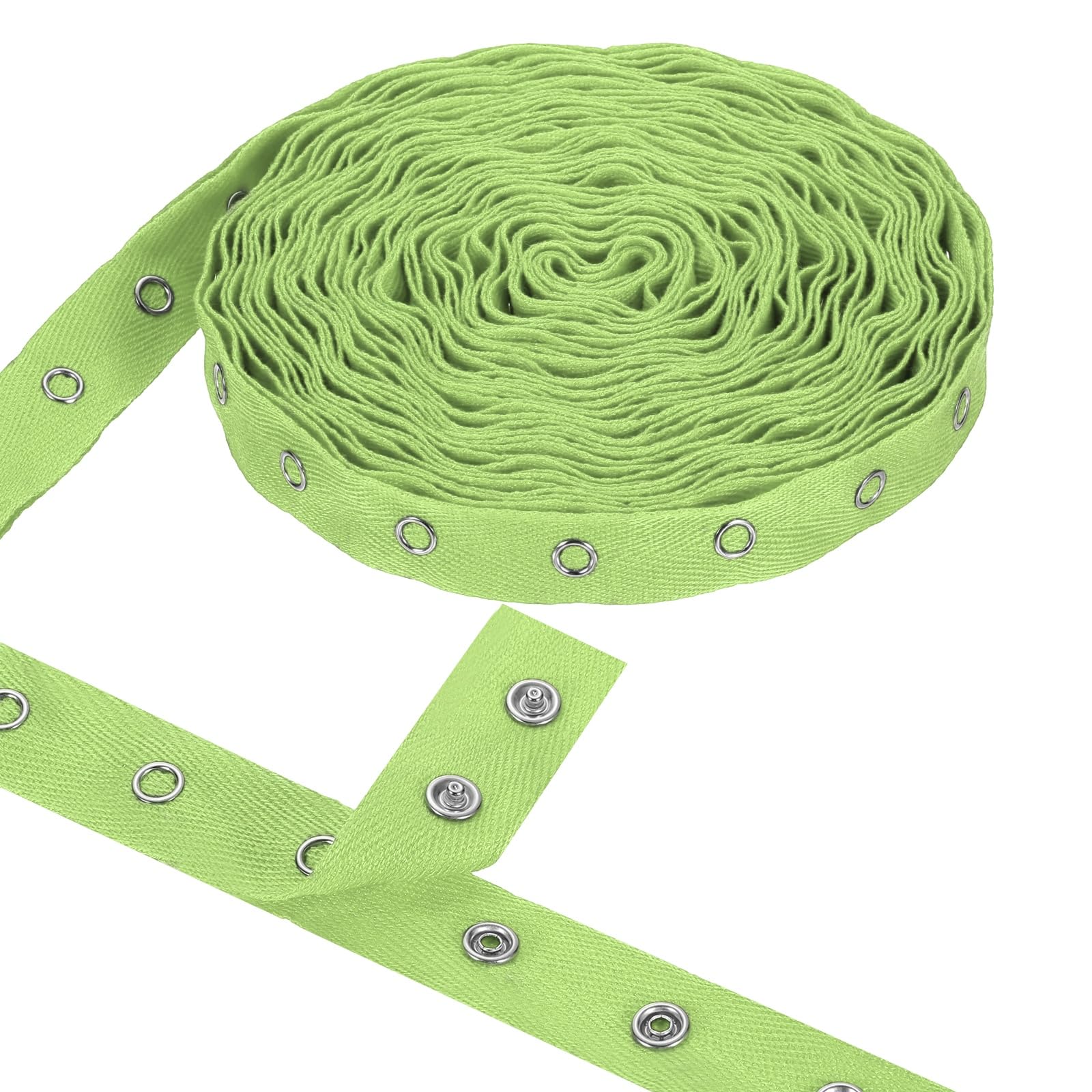 sourcing map 6 Yards Metal Snap Tape for Sewing Snap Buttons for Clothes, Metal Button Tape Ribbon for Clothes, Cotton Snap Trim Fastener for DIY Crafts, 0.78" Width,Light Green