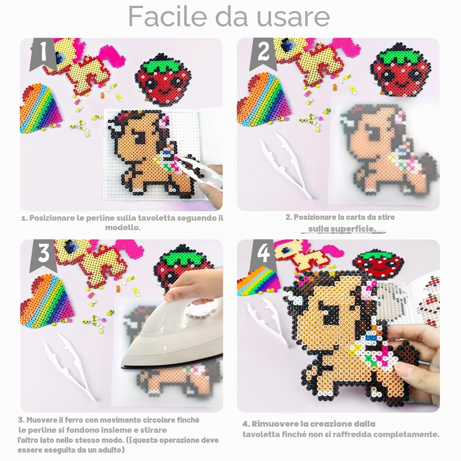 Set Perline da Stirare, 5MM 11000 Pezzi Perline a Fusione con Custodia, Pegboard, Guida Utente, Design gioielli, Decorazioni, Creativo Regali Compleanno Natalizio Fai-da-Te per Bambini (20 Colori)
