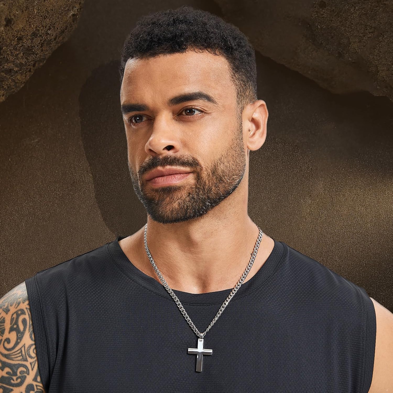 Cross Necklace for Men - 925 Silver Filled Stainless Steel Religious Pendant Necklace - Image 3