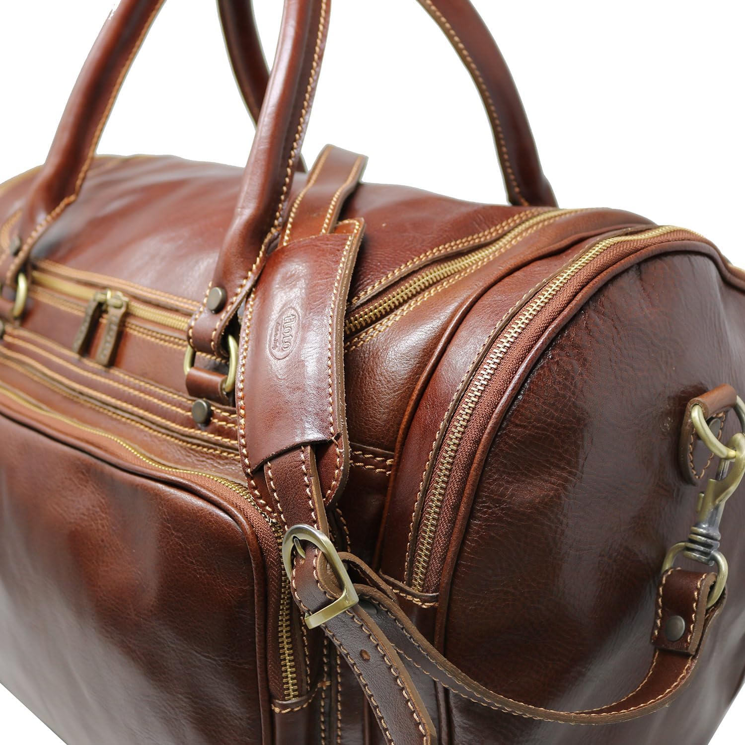 Floto Luggage Torino Duffle Travel Bag, Vecchio Brown, Large