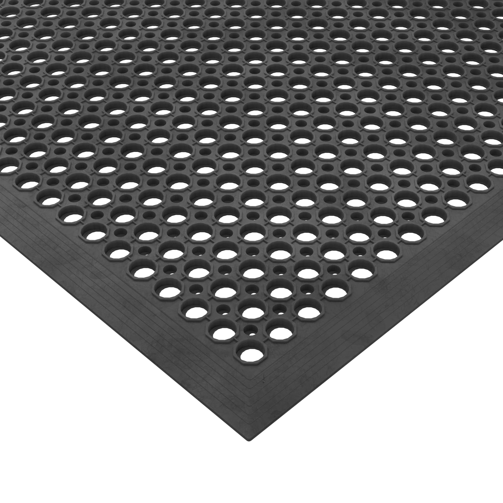 Ottomanson Heavy Duty Rubber Floor Mat – Non-Slip, Waterproof, Easy to Clean – Anti-Fatigue Mat for Commercial Kitchens, Restaurants, Workshops – Oil Resistant, Hose Washable – 36" x 60", Black