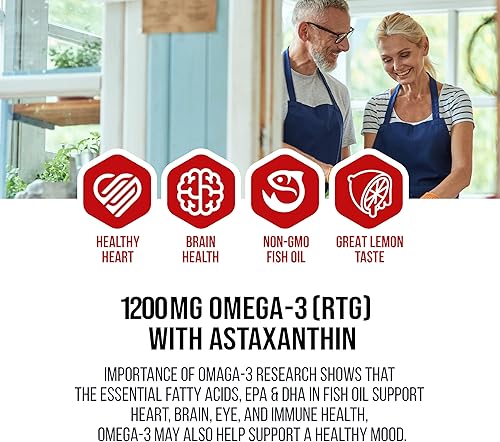 Miniatura 7 de NANOWELL Omega-3 rojo con astaxantina, DHA y EPA - Apoyo inmunológico, aceite de pescado - 60 cápsulas blandas x 1 caja (60 unidades)