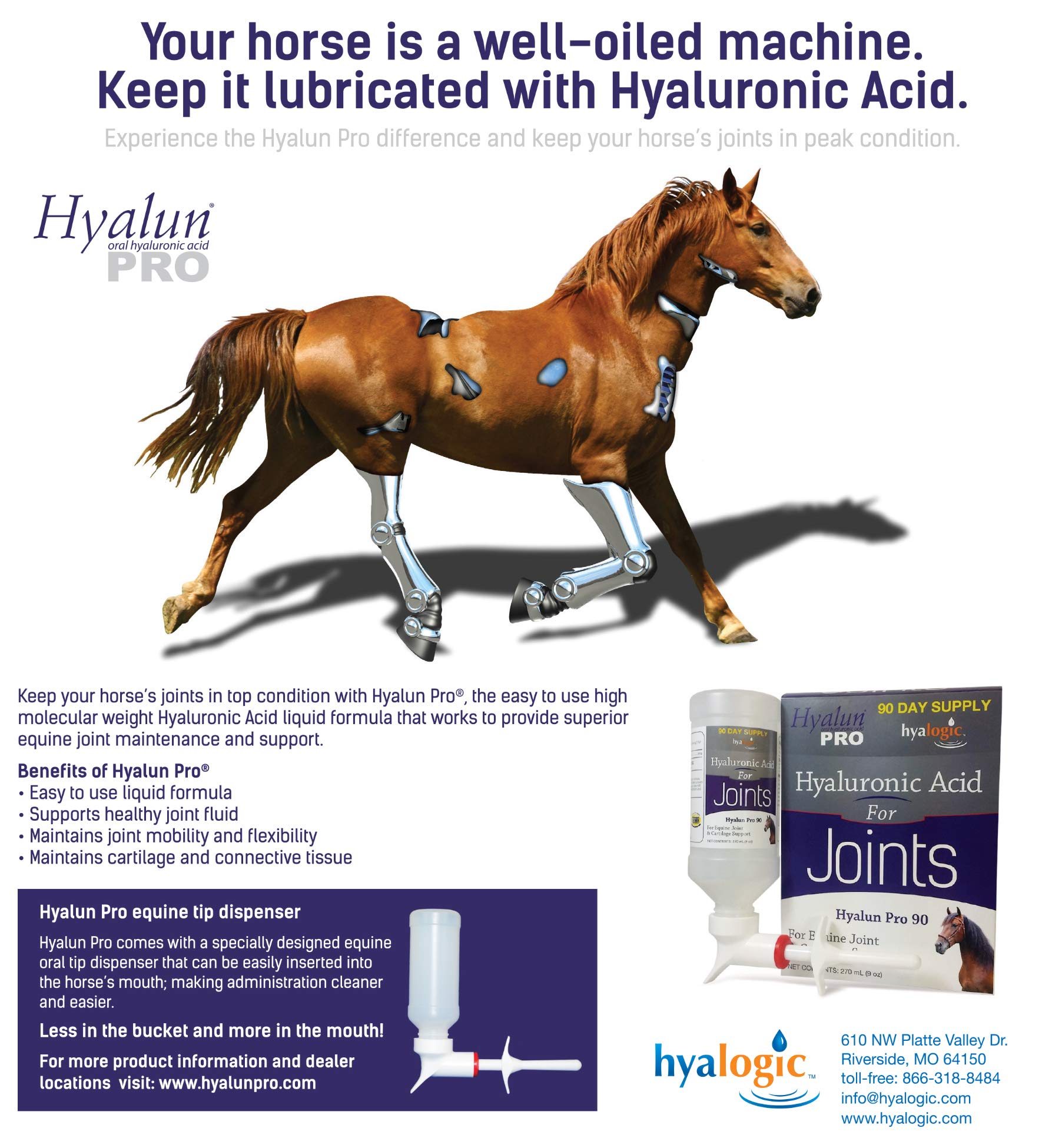 Hyalogic Hyaluronic Acid for Horses 90 Day Supply Easy Oral Tip