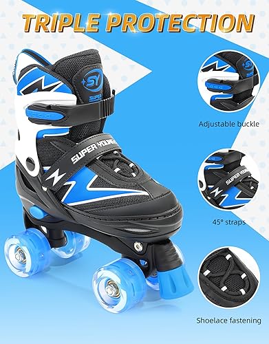 Miniatura 4 de Patines ajustables para niños, patines para niños de 5 a 8 años, patines para niñas de 8 a 12 años con ruedas iluminadas, patines divertidos
